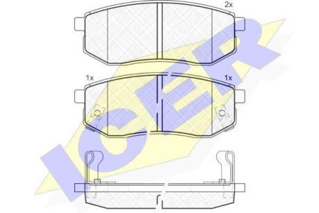 Комплект тормозных колодок, дисковый механизм ICER 181721