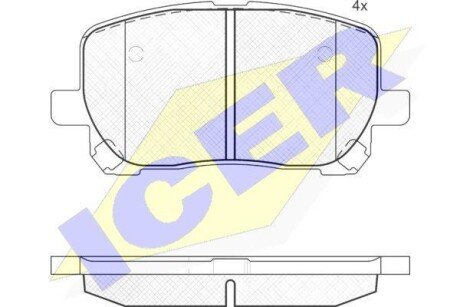 Комплект тормозных колодок, дисковый механизм ICER 181820