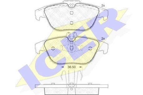 Гальмівні колодки, дискове гальмо (набір) ICER 181863