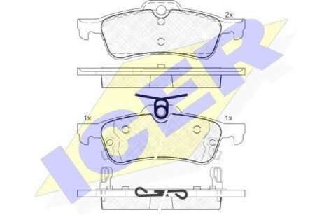 Комплект тормозных колодок, дисковый механизм ICER 181878
