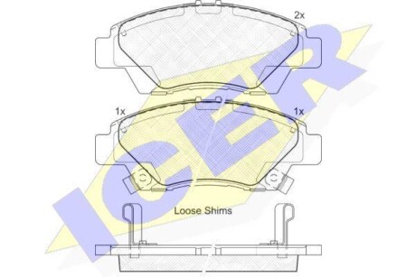 Комплект гальмівних колодок, дискове гальмо ICER 181906