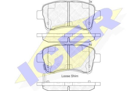 Комплект гальмівних колодок, дискове гальмо ICER 181933