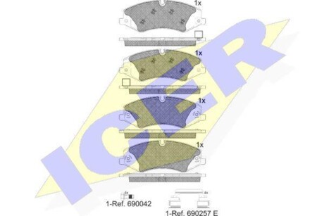 Комплект гальмівних колодок (дискових) ICER 181957203