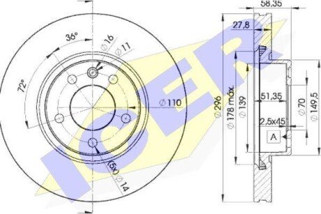 Тормозной диск ICER 78BD1134-2