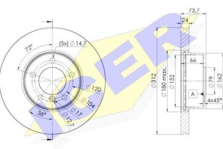 Тормозной диск ICER 78BD1972-2