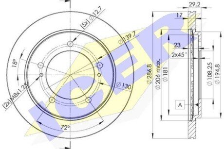 Тормозной диск ICER 78BD2863-2