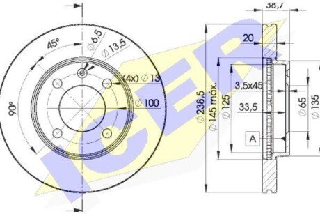 Тормозной диск ICER 78BD3975-2