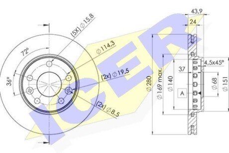 Тормозной диск ICER 78BD4022-2