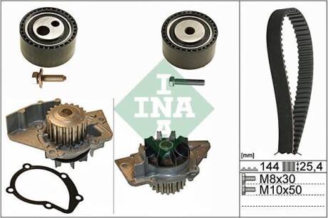 Комплект ГРМ, пас+ролик+помпа INA 530047430