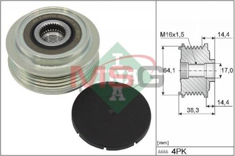 Шків генератора MB C-class (W205)/E-class (W213) 4.0 14- (M 177.980) INA 535 0350 10