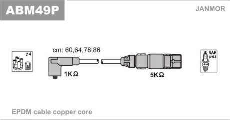 Провода VW Golf/Bora/Polo 1.6 94- Audi A3 1.6 96-00 Skoda Janmor ABM49P