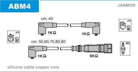 Комплект проводов зажигания Janmor ABM4