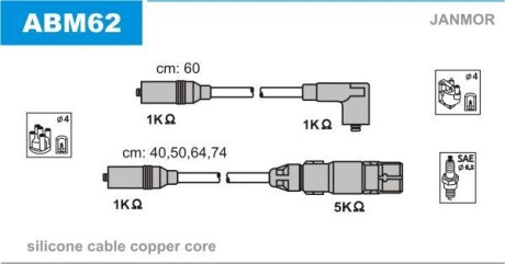 Комплект проводов зажигания Janmor ABM62