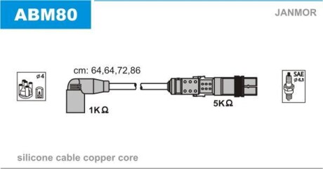 Комплект проводов зажигания Janmor ABM80