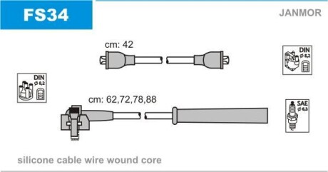 Комплект проводов зажигания Janmor FS34