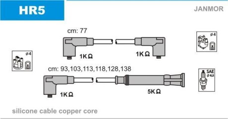 Провода в/в Bmw 320I E30 2.0 82.09-89.11 Janmor HR5