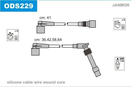 Комплект проводов зажигания Janmor ODS229