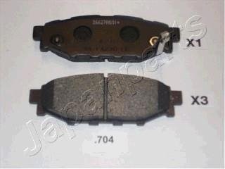 Гальмівні колодки, дискове гальмо (набір) JAPANPARTS PP704AF (фото 1)