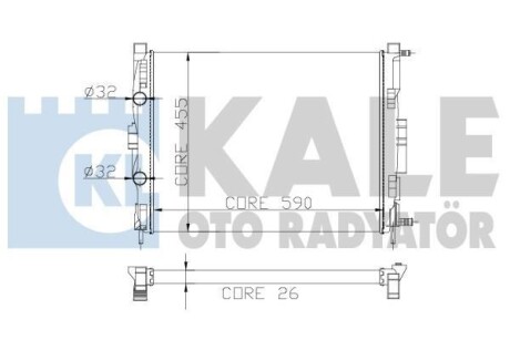 Радиатор охлаждения двигателя (паяный) Renault Megane II, Scenic II (03-09) (207 Kale 207200