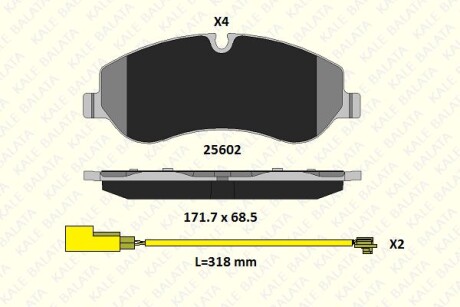 Колодки гальмівні (передні) Ford Transit 12- (TRW) Q+/(з датчиками) Kale 2560217414