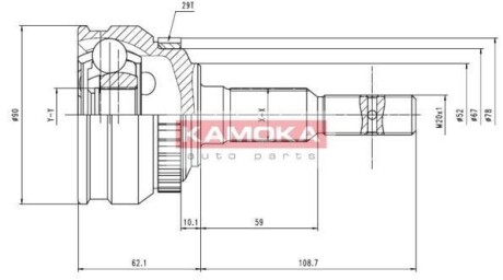 Шарнирный комплект, приводной вал KAMOKA 6200