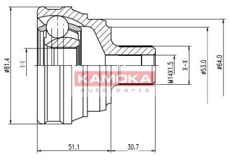 Шарнірний набір, привідний вал KAMOKA 6206