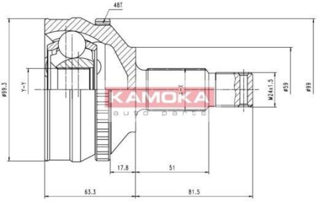 Шрус зовнішній з кільцем "ABS KAMOKA 6576