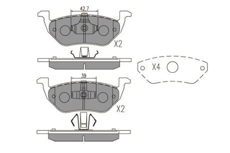 Гальмівні колодки, дискові гальма (набір) PARTS KAVO KBP4568