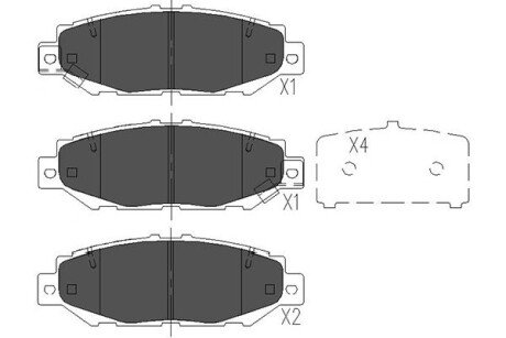 Гальмівні колодки, дискове гальмо (набір) PARTS KAVO KBP9062