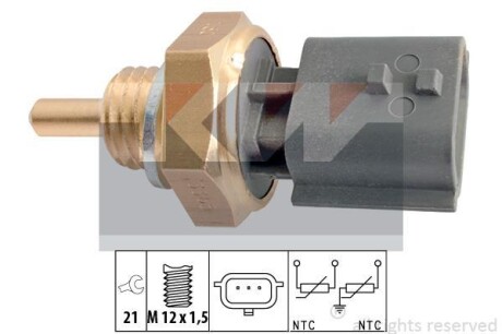 Датчик, температура охлаждающей жидкости; Датчик, температура охлаждающей жидкости; Датчик, температура охлаждающей жидкости KW 530 365