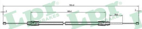 Трос, стояночная тормозная система LPR C0013B