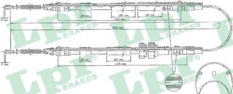Трос ручного гальма LPR C0234B (фото 1)