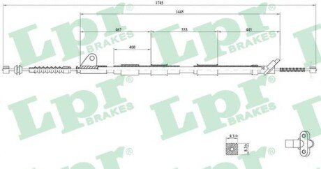 Трос, стояночная тормозная система LPR C0858B