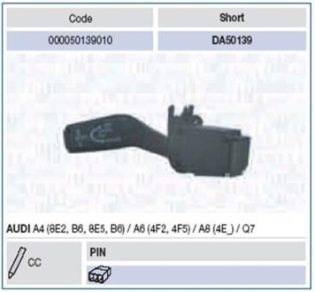 Выключатель на колонке рулевого управления MAGNETI MARELLI 000050139010 (фото 1)