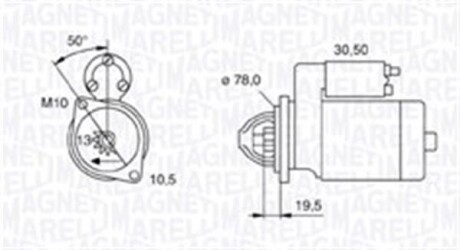 Стартер OPEL ASTRA/MERIVA 1.7DI/CDTi 1.4kW MAGNETI MARELLI 063721158010