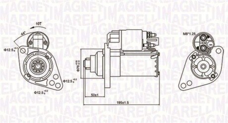 Стартер AUDI/SEAT/SKODA/VW 1.4TSI/1.8TSI/2.0TSI 1.2kW MAGNETI MARELLI 063721294010