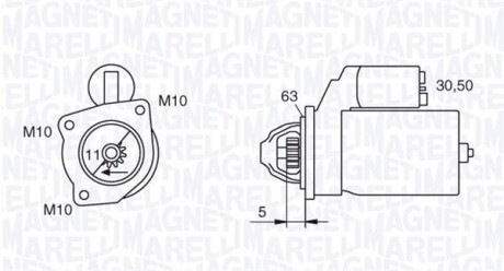 Стартер FORD/VOLVO 2.0TDCi 2.2kW MAGNETI MARELLI 063721377010