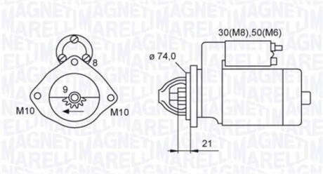 Стартер BMW 1 E87, 3 E90/E91/E92, 5 E60 2.0/3.0D 1.8kW MAGNETI MARELLI 063721406010