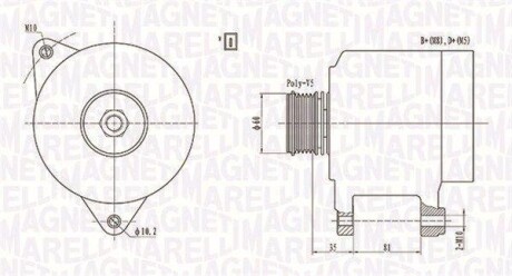 ALTERNATOR 12V AUDI A4/A6/VW PASSAT 1.6/1.8/2.8 95 -> SZT MAGNETI MARELLI 063731139010 (фото 1)