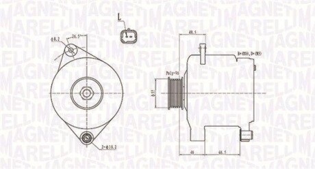 ALTERNATOR 12V RENAULT CLIO II/KANGOO EXPRESS 1.9 D 97 -> SZT MAGNETI MARELLI 063731444010 (фото 1)