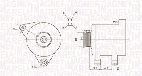 ALTERNATOR 12V TOYOTA AVENSIS/COROLLA 1.4/1.6/1.8/2.0 VV-TI 2000 -> SZT MAGNETI MARELLI 063731605010