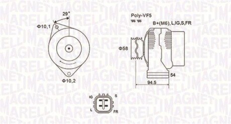 ALTERNATOR 12V TOYOTA COROLLA/VERSO/PREVIA 2.0 D-4D 2001 -> SZT MAGNETI MARELLI 063731721010 (фото 1)