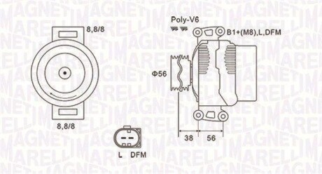 Alternator AUDI/SEAT/SKODA/VW 2.0FSI/TFSI 140A MAGNETI MARELLI 063731811010