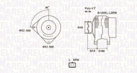 ALTERNATOR 12V NISSAN PRIMERA/MEGANE II/SCENIC 1.9 DCI 2002 -> SZT MAGNETI MARELLI 063731814010 (фото 1)