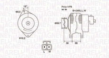 ALTERNATOR 12V OPEL COMBO 1.7 CDTI 16V,OPEL COMBO 1.7 CDTI 16V TOUR,OPEL CORSA C -> SZT MAGNETI MARELLI 063731901010