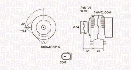 Alternator BMW 3/5 E90/E61 150A MAGNETI MARELLI 063731904010 (фото 1)