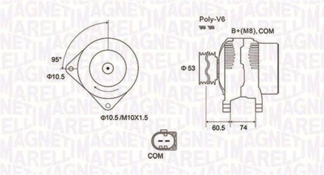 Alternator BMW 3/5 E90/E61 170A MAGNETI MARELLI 063731905010 (фото 1)