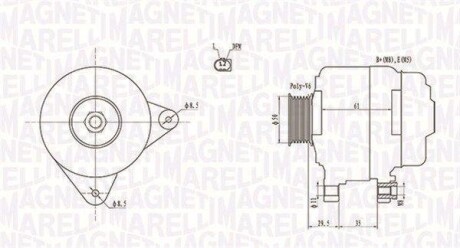 Alternator AUDI/SEAT/SKODA/VW 1.4TSI 110A MAGNETI MARELLI 063731921010 (фото 1)