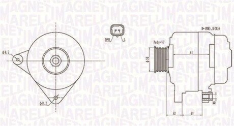 Alternator OPEL/RENAULT VIVARO, TRAFIC 2.0DCi 150A MAGNETI MARELLI 063731959010