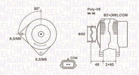 Alternator RENAULT CLIO III/KANGOO/MEGANE II/MODUS 1.5DCi 150A MAGNETI MARELLI 063731974010